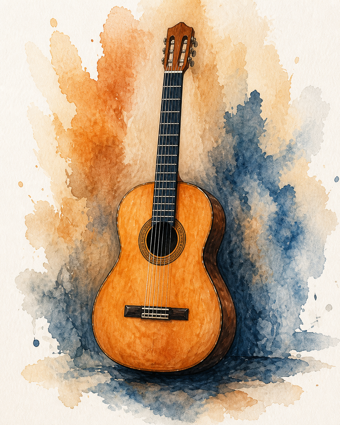 Klassische Konzertgitarre (Aquarell)